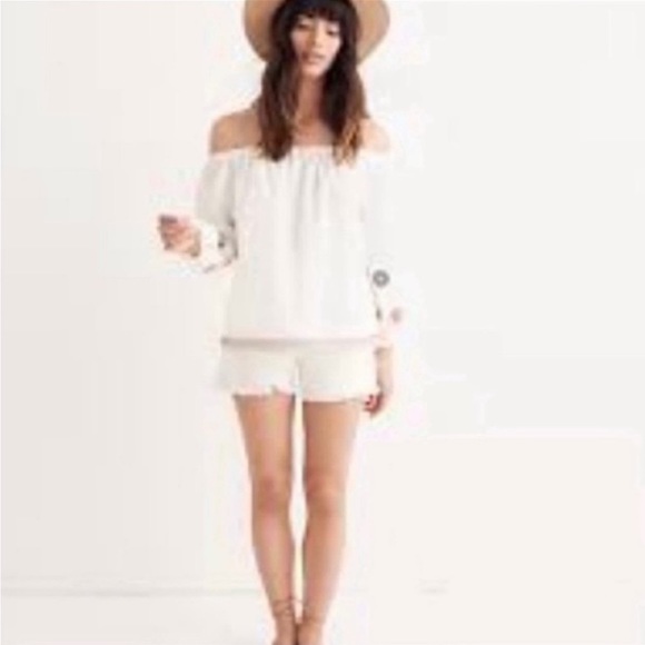 Madewell White Boho Off Shoulder Floral Top - NWT - Picture 2 of 6
